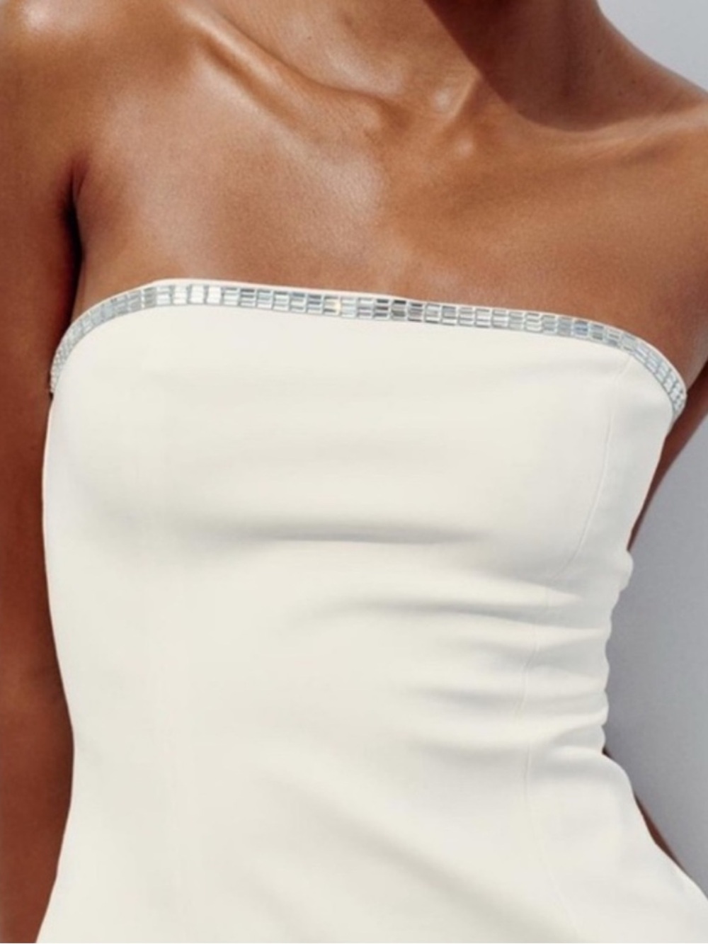 Zara Strapless Tube Top with Silver Trim
